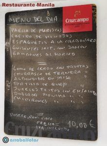 Menú del día en el Restaurante Manila de Almuñécar