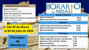 Horario de misas de verano en Almuñécar del 29 de marzo al 3 de julio