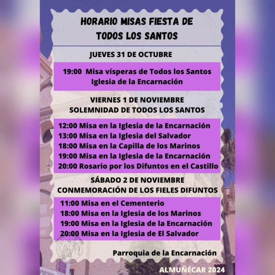 Horario de Misas de Todos los santos