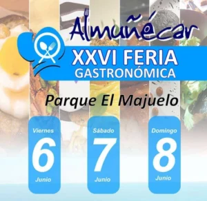 Cartel oficial de la XXVI Feria Gastronómica de Almuñécar 2025 en el Parque El Majuelo, del 6 al 8 de junio