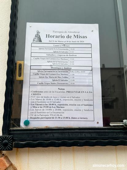 Horario de Misas de la Iglesia de El Salvador en Almuñécar